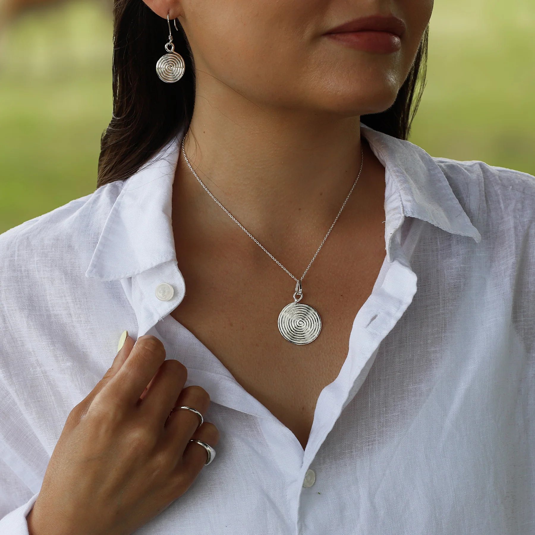 Sterling Silver Spiral Necklace - Image 2