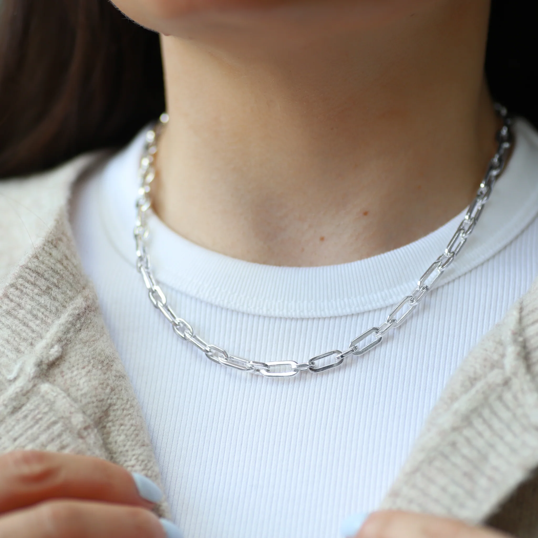 Sterling Silver Paperclip Chain Necklace - Image 3