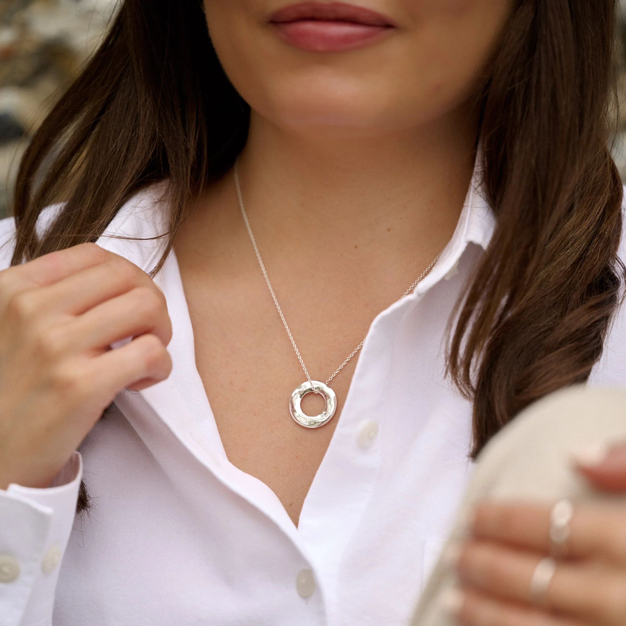Sterling Silver Molten Eternity Necklace - Image 2