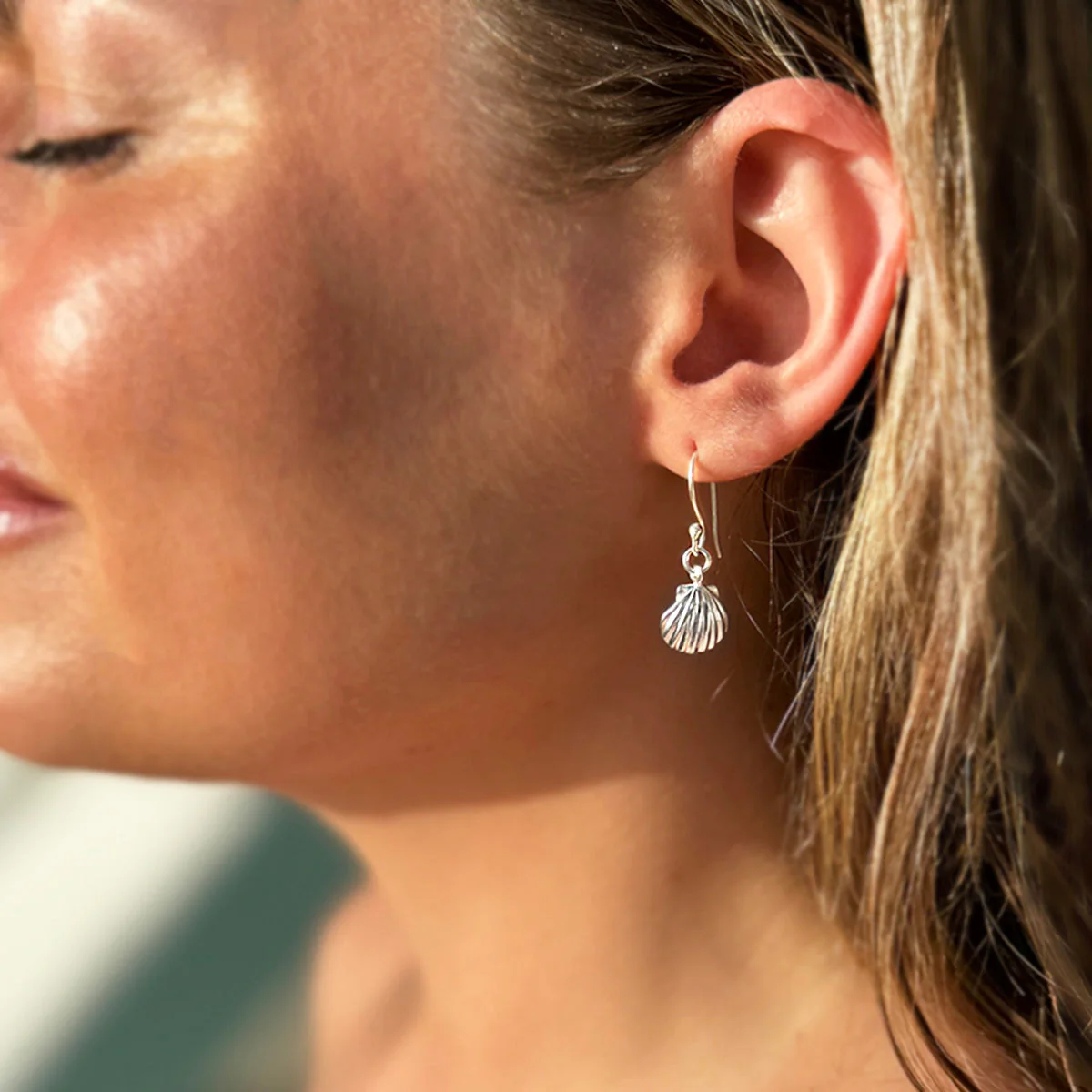 Sterling Silver Sea Shell Earrings - Image 2
