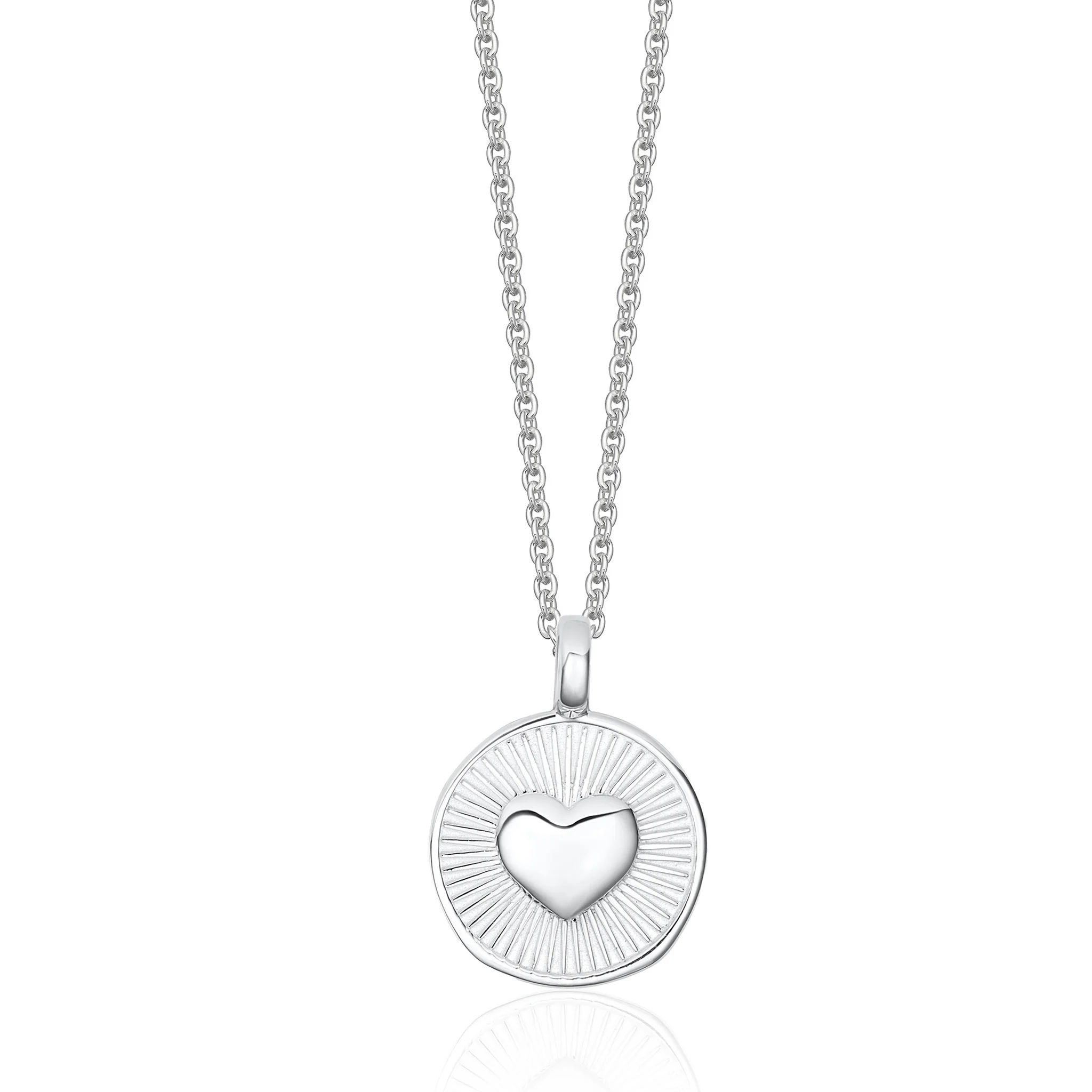 Sterling Silver Sunburst Heart Pendant
