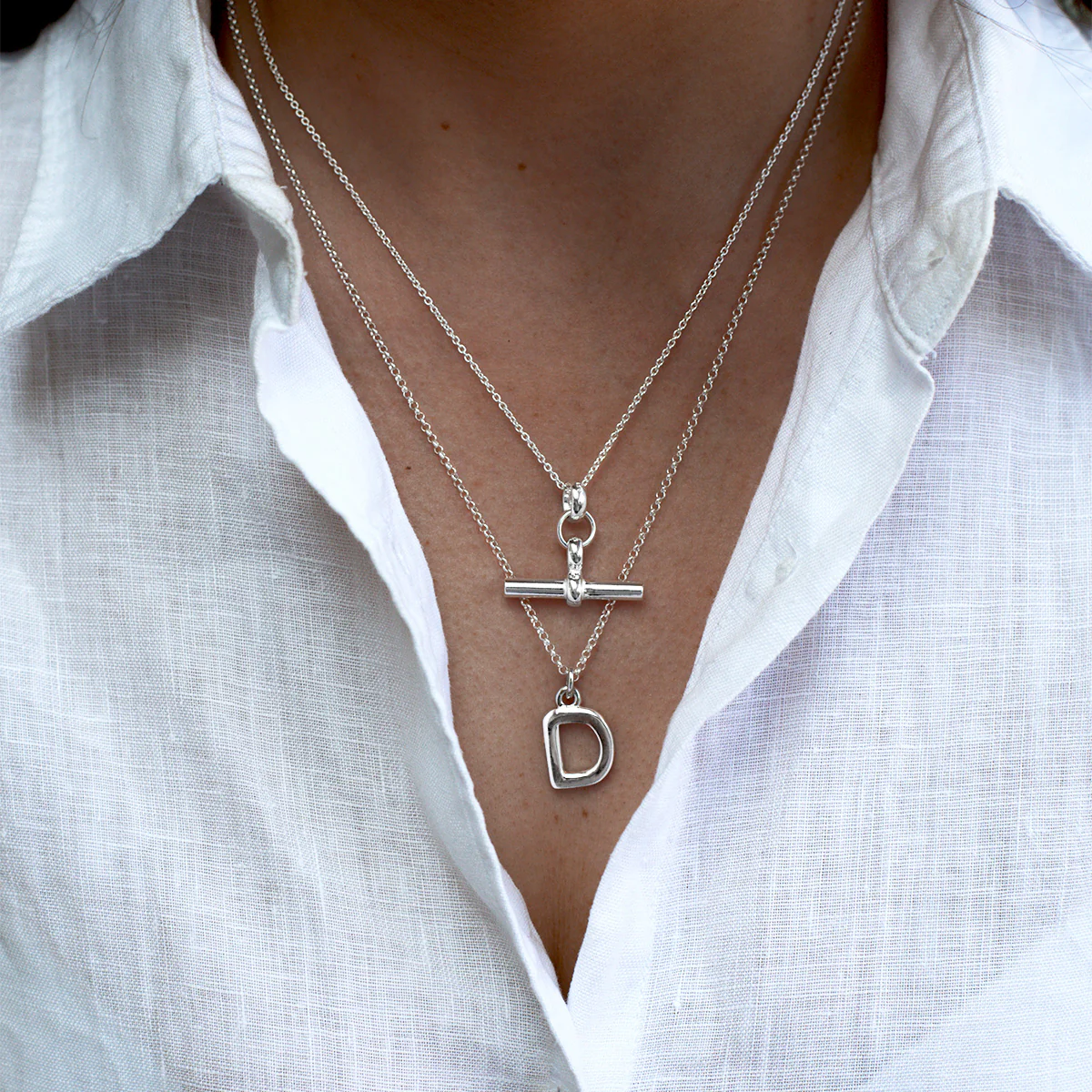 Sterling Silver T-Bar Necklace - Image 3
