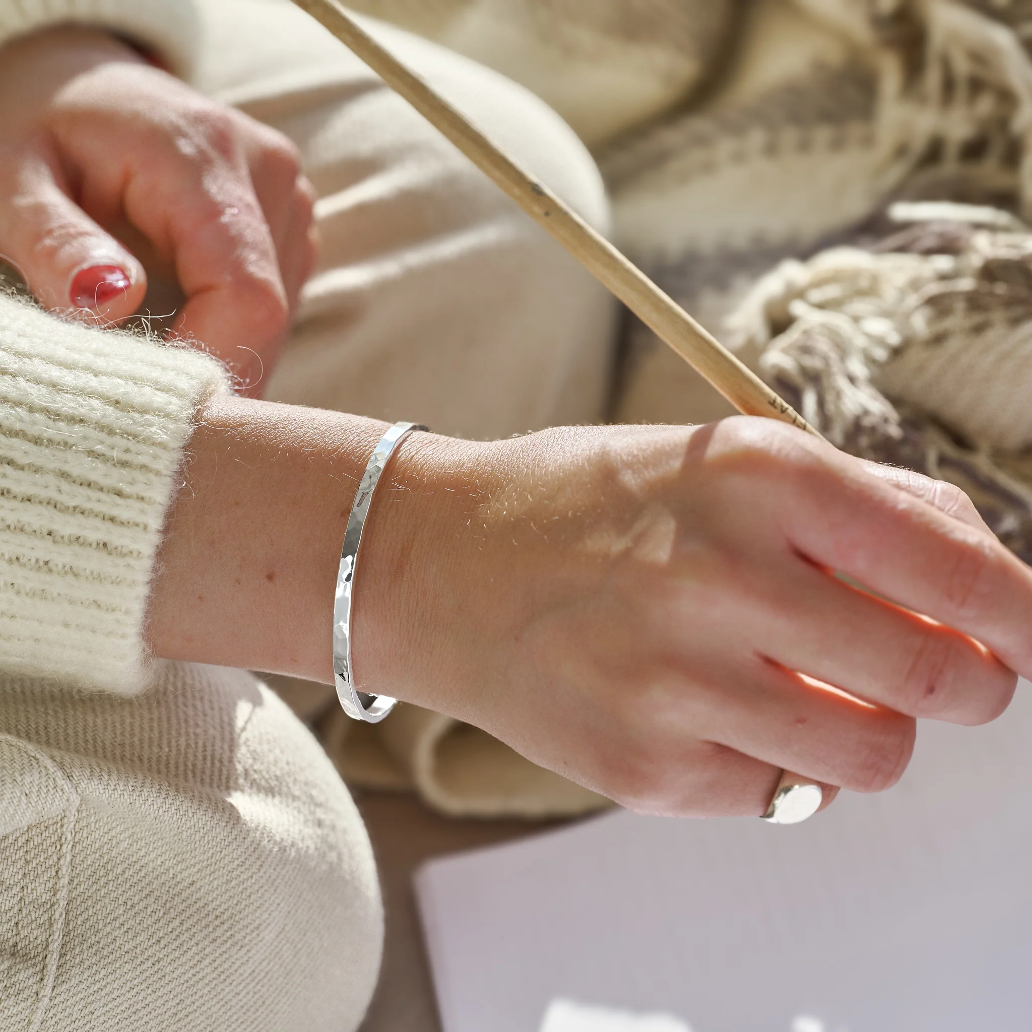 The Fine Hammered Silver Cuff - Image 2