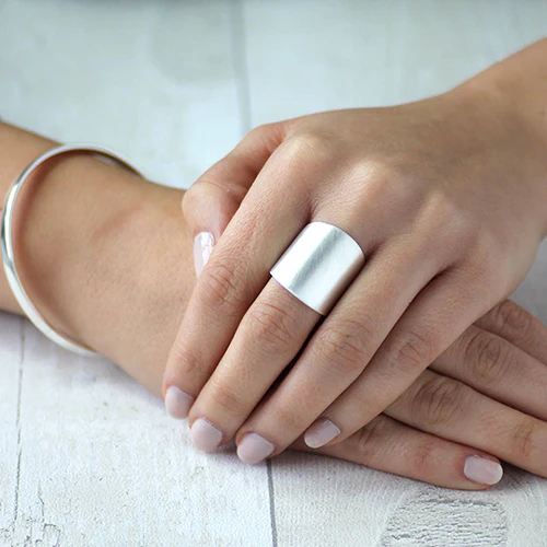 Adjustable Wide Sterling Silver Ring - Image 3
